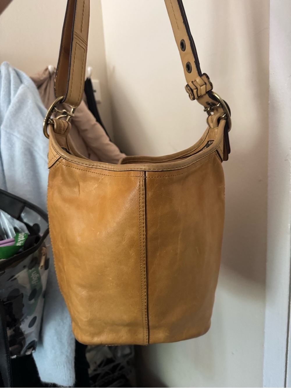 Coach Mustard Leather Bucket Shoulder Bag